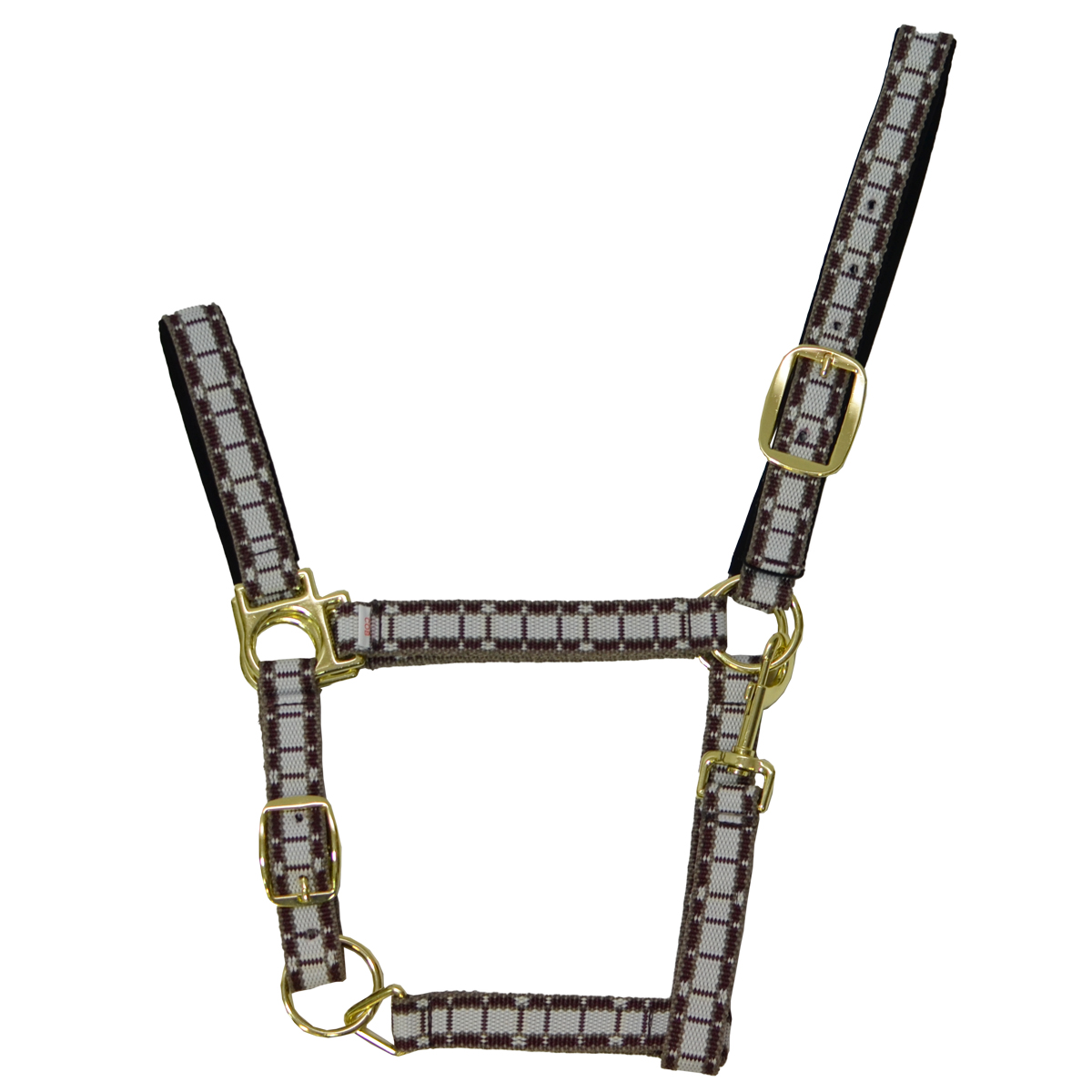 Недоуздок нейлоновый в клетку с бархатной подложкой "EQUIMAN"