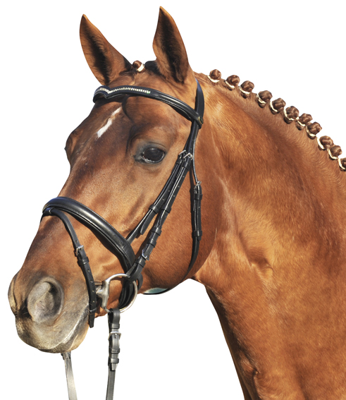 Оголовье трензельное НКМ со стразами и V- налобником