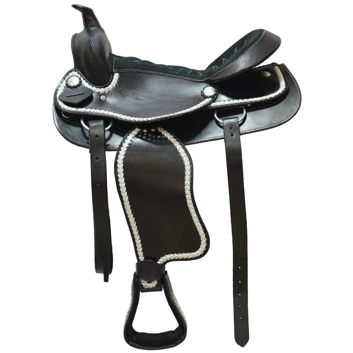 Седло вестерн  кожаное с белым кантом Седло вестерн  кожаное с белым кантом