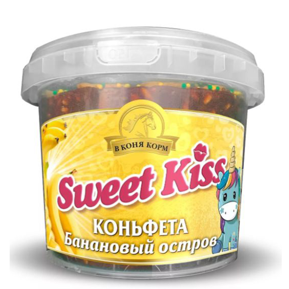 Лакомство для лошади Коньфета Sweet Kiss "Банановый остров" 1 кг. Лакомство для лошади Коньфета Sweet Kiss "Банановый остров" 1 кг.