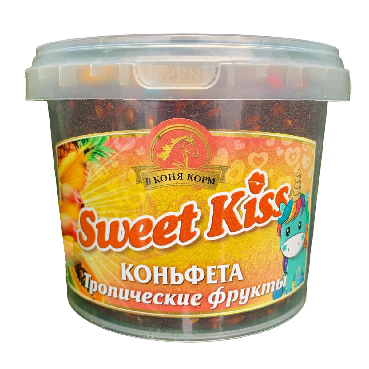 Лакомство для лошади Коньфета Sweet Kiss "Тропические фрукты" 1 кг.