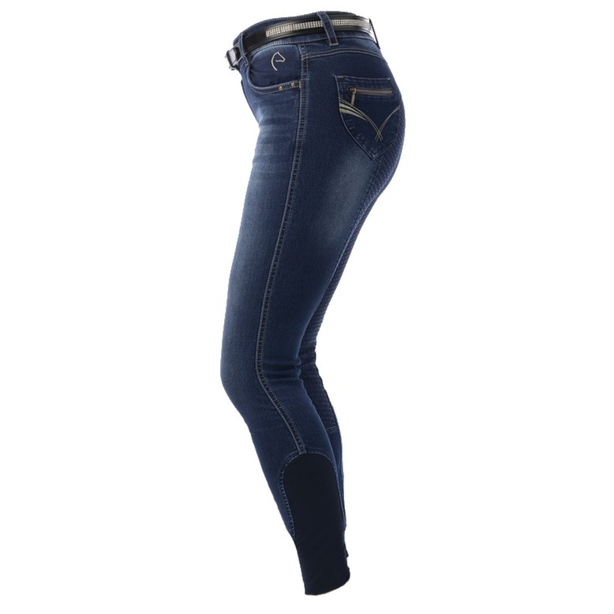 Бриджи женские джинсовые "TEXAS" для верховой езды с полной силиконовой леей