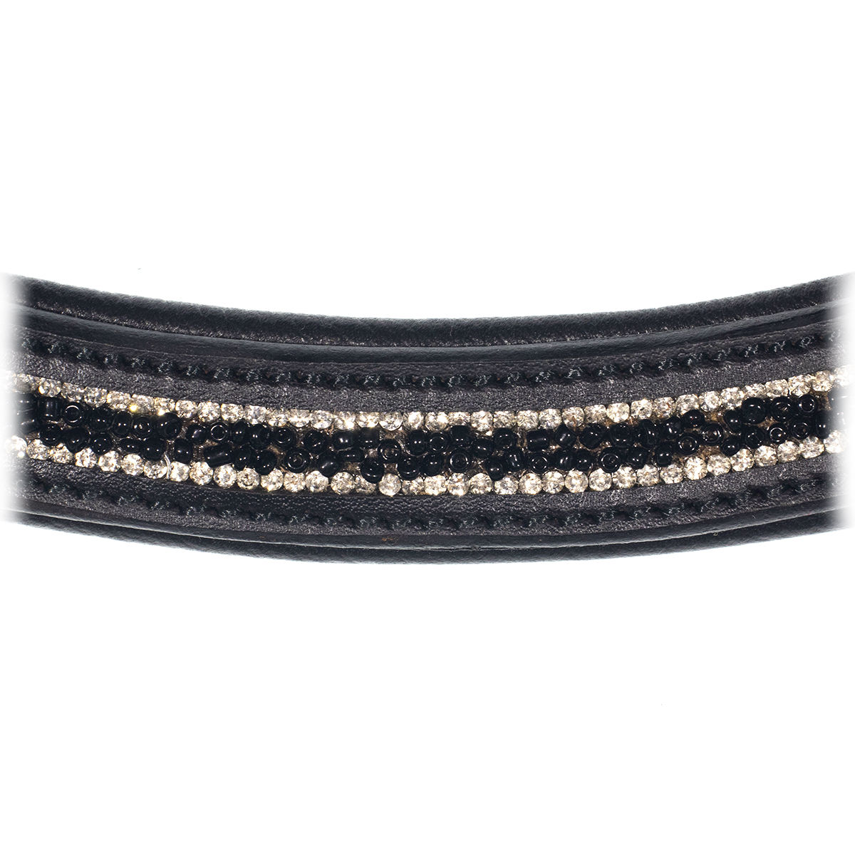 Налобник фигурный EM "Helen" кожаный со стразами и бисером Налобник фигурный EM "Helen" кожаный со стразами и бисером