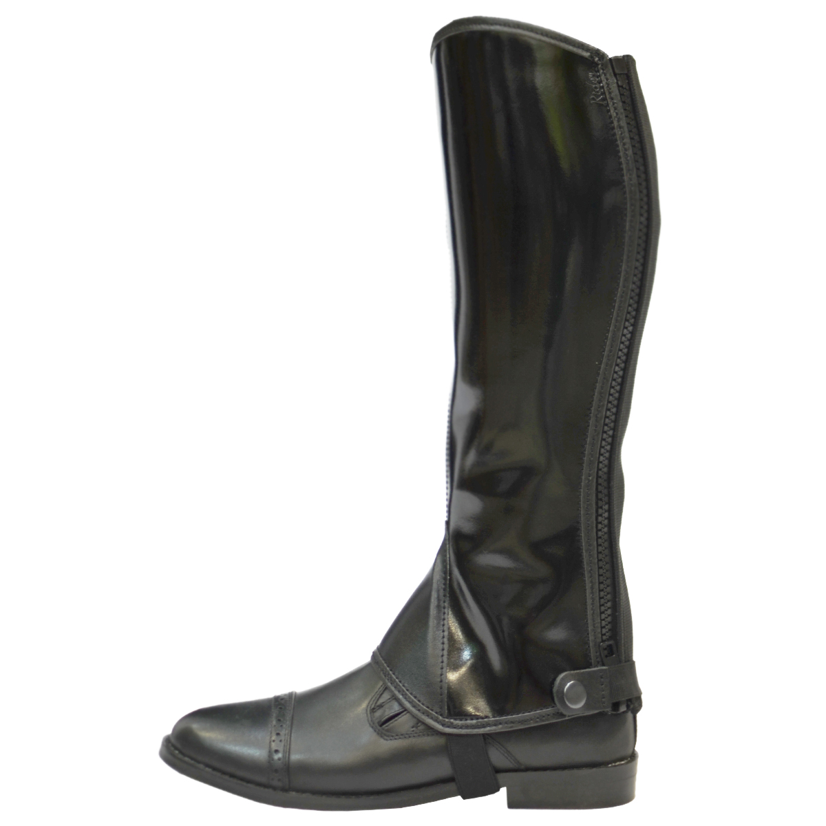 Краги кожаные для верховой езды с лаковой вставкой, пара