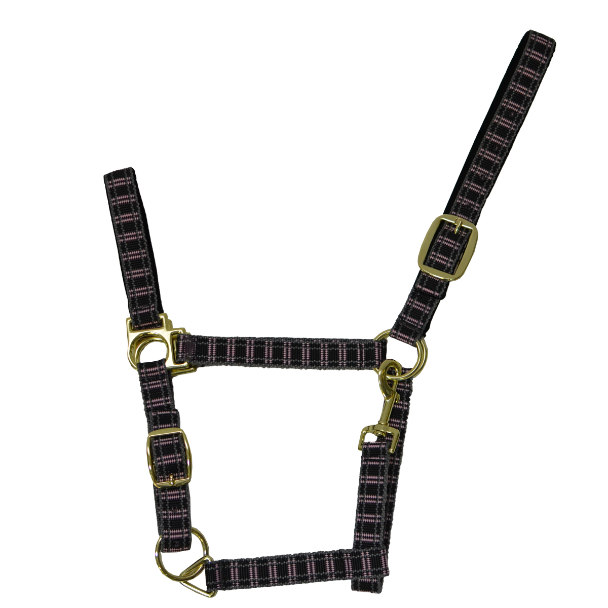 Недоуздок нейлоновый в клетку с бархатной подложкой "EQUIMAN"